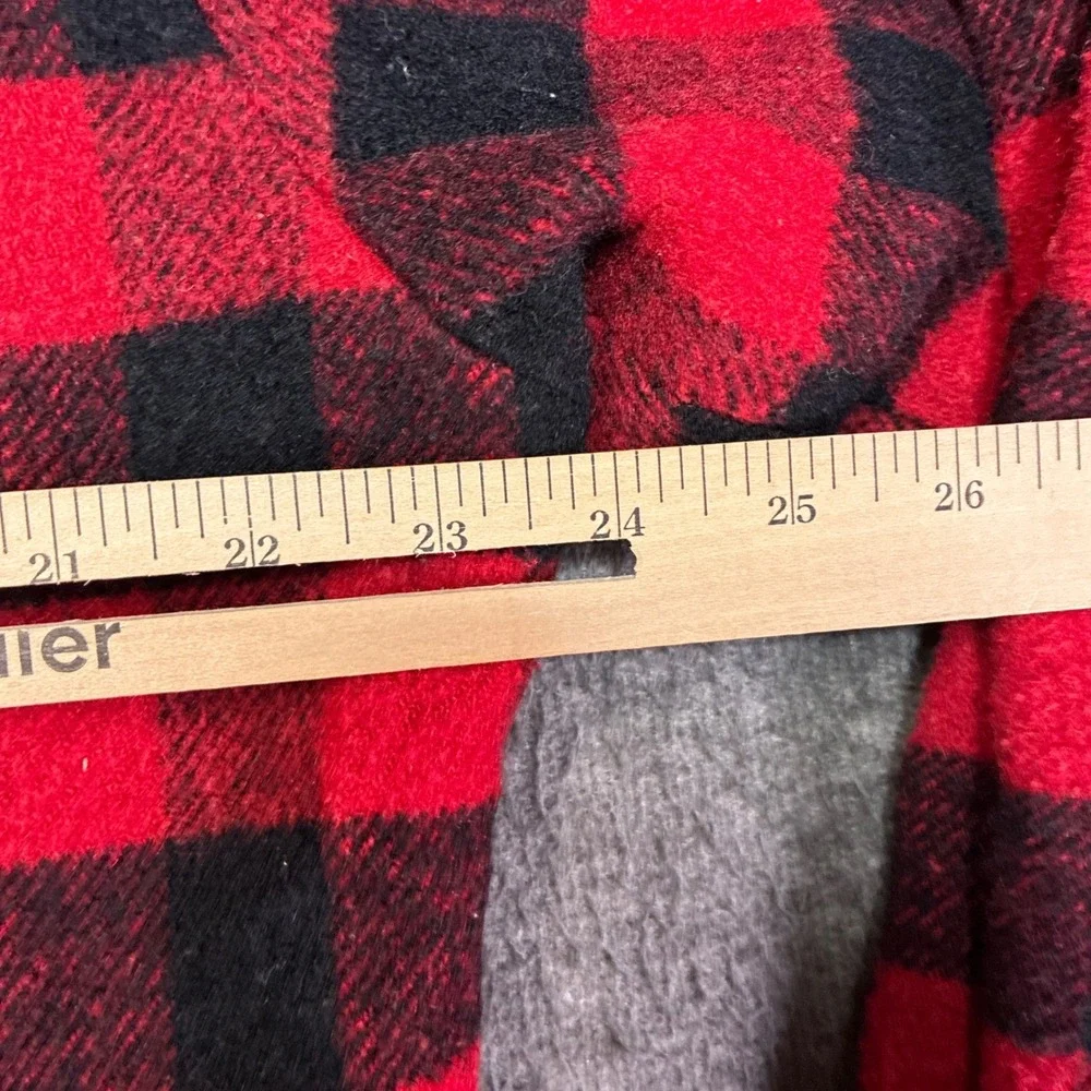Pine Hill Flannel Shirt Jacket Men L Red Buffalo Plaid Wool Blend Quilted Lining